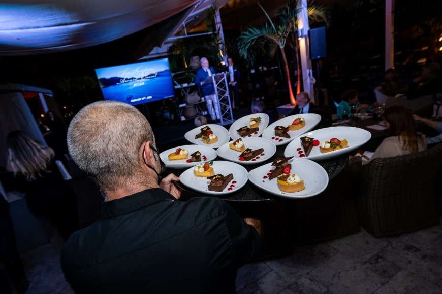 Dessert course being served