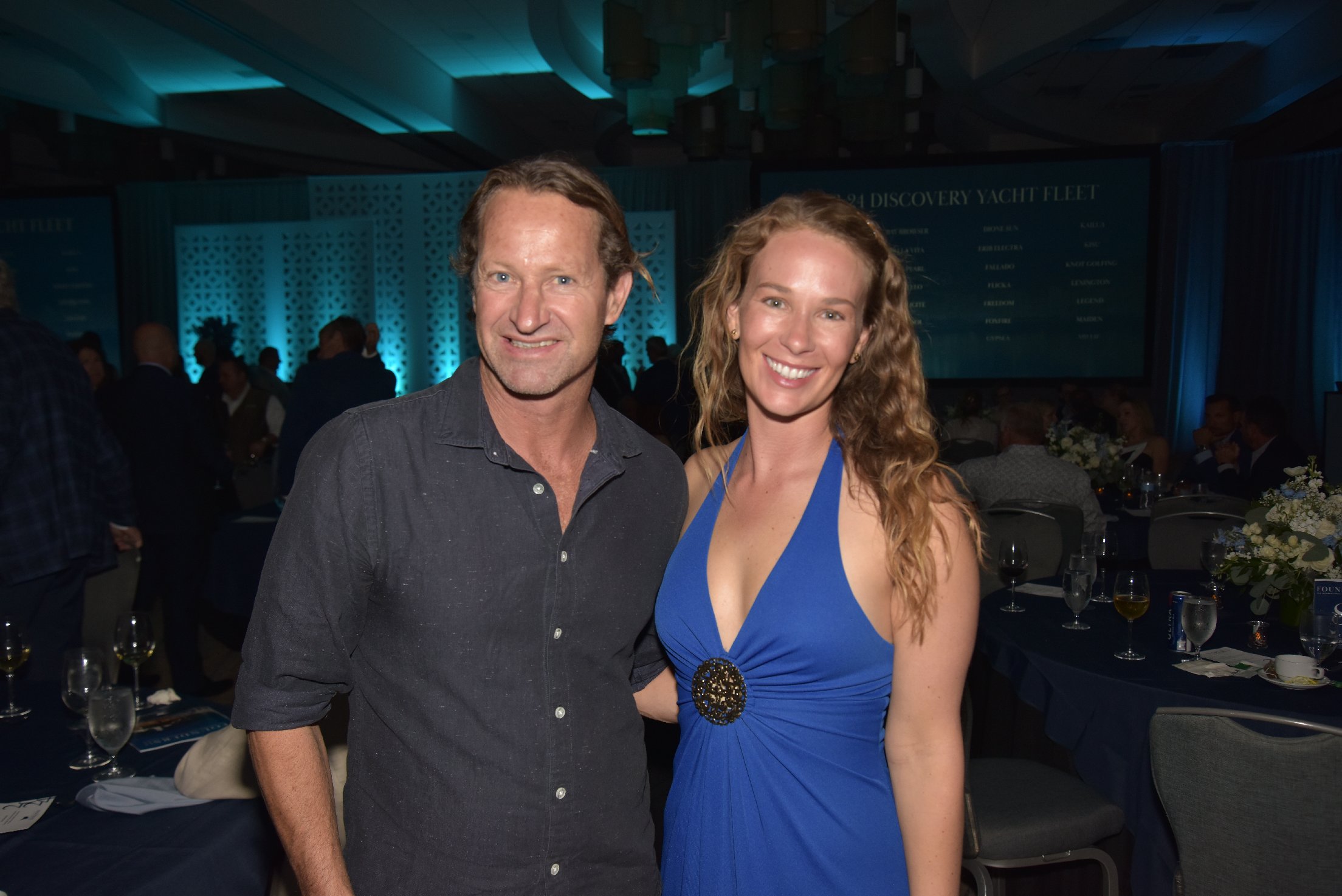 Chris Bertish (Speaker, Author & Ocean Pioneer) with Aubri Keith (Program Development Manager, SeaKeepers) at The International SeaKeepers Society's Founders Event 2024
