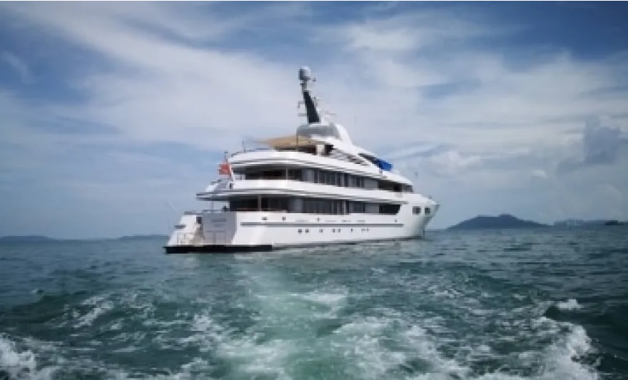 discovery yacht paraffin collecting water samples enroute from singapore to redang island along the east coast of malaysia 2x
